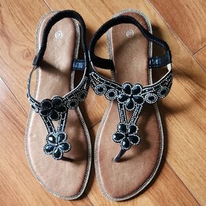 Embellished Black Sandals NWOT